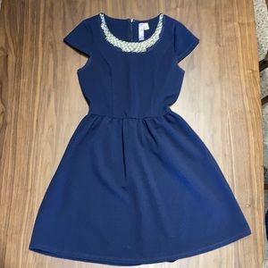 Navy & Pearl Fit and Flare